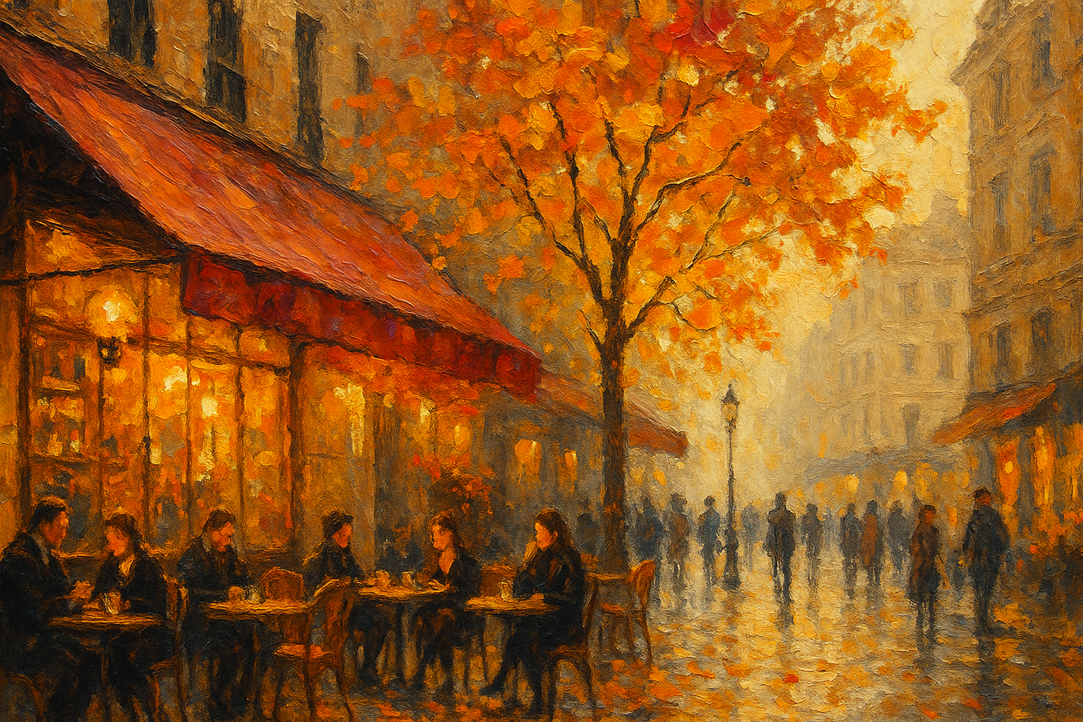 Fall street scene in Paris